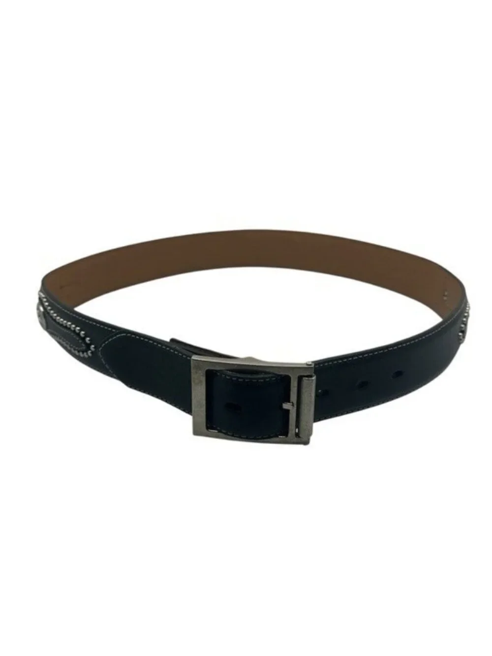 Nocona Men's 34 Belt Black Leather Western Cowboy Texas Star Studded N2479201